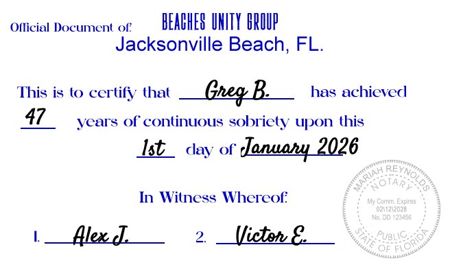 example of my inspiration certificate