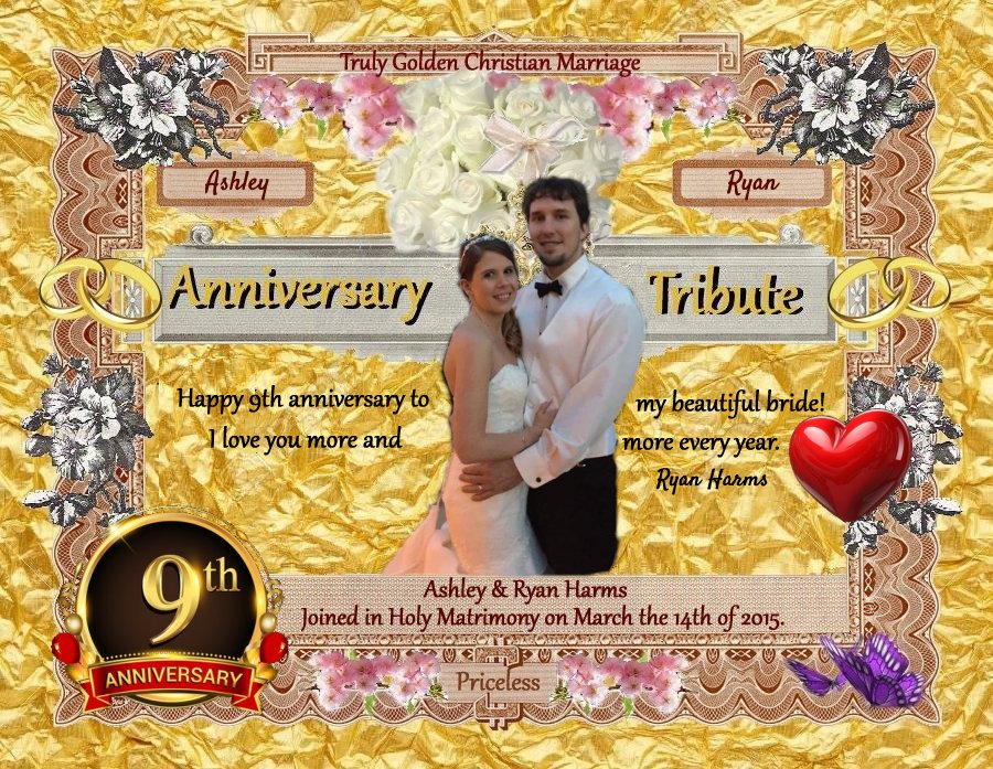 wedding anniversary tribute certificate given to a friend and her husband