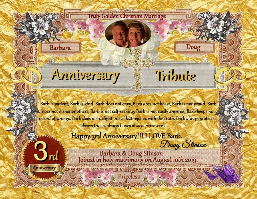 Wedding anniversary tribute certificate given out to these two friends on FaceBook