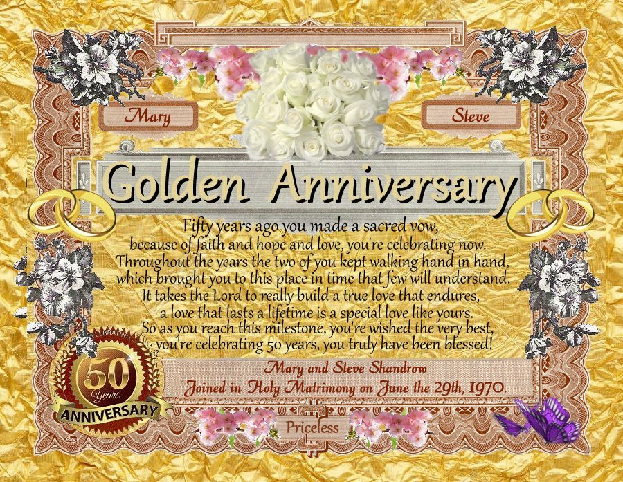 wedding anniversary tribute certificate given to announed persons online