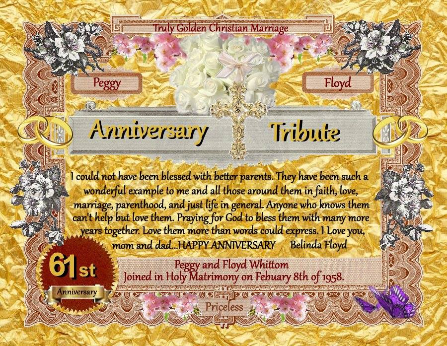 wedding anniversary tribute certificate gien out to my aunt and uncle on FaceBook