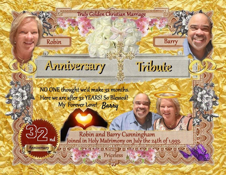 Wedding anniversary tribute certificate given out to a you tube podcaster and his wife online