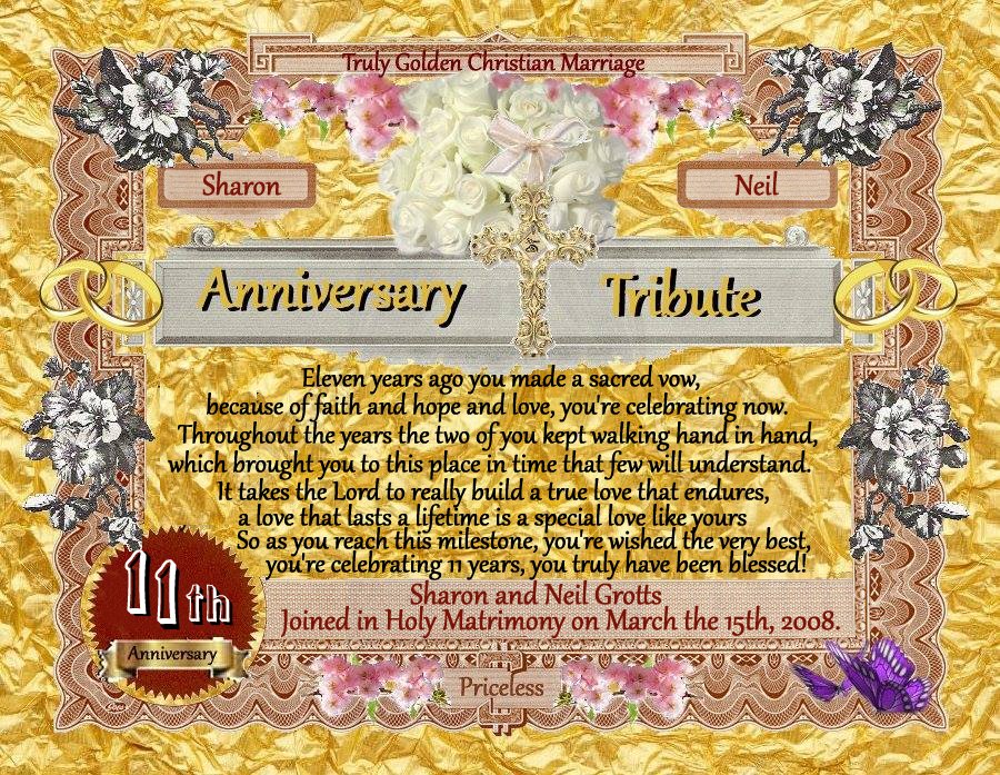 wedding anniversary tribute certificate given to my cousin and her husband