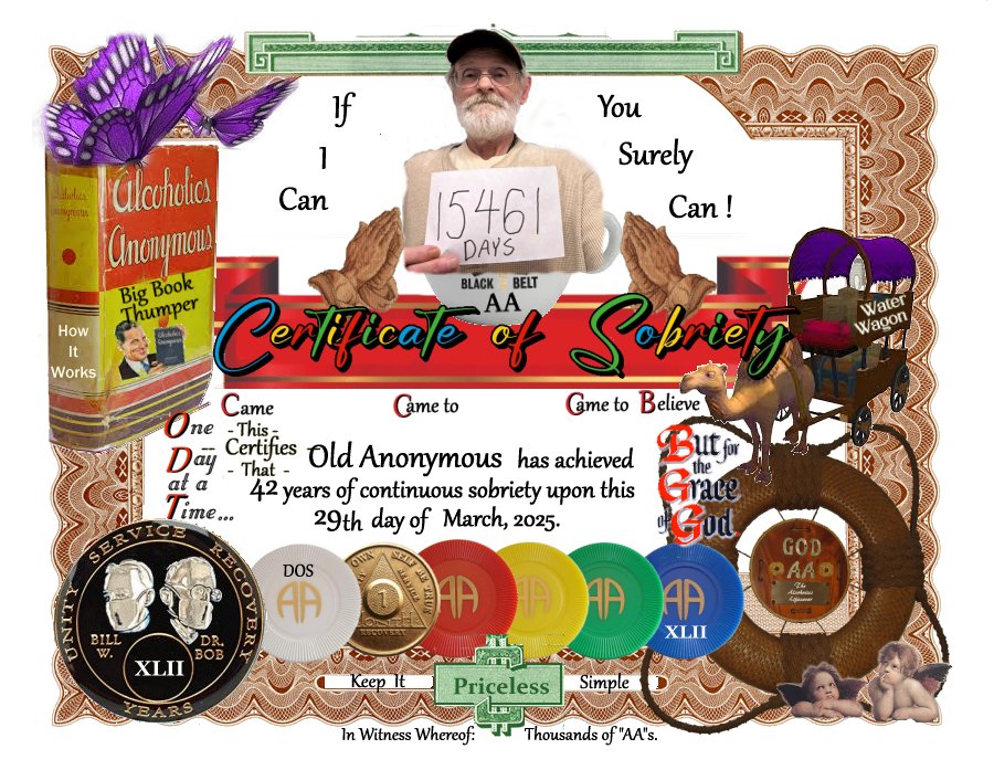 42yrs certificate given out to anonymous man