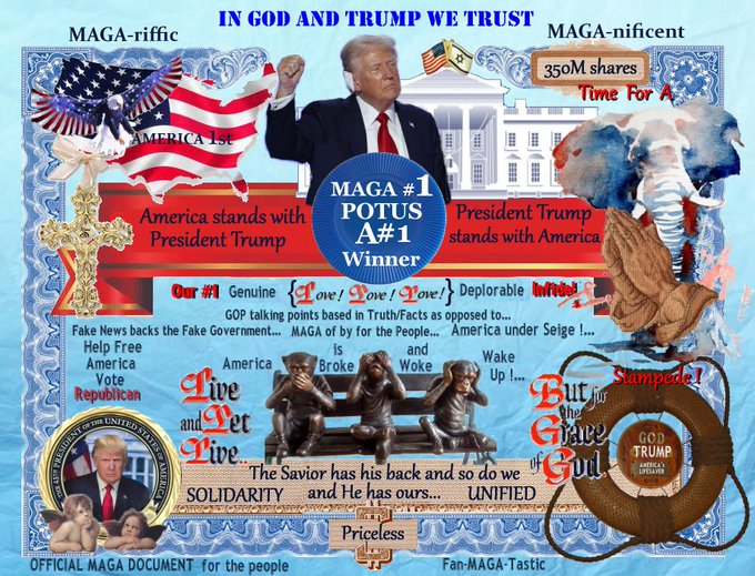 Specialty campaign poster certificate I made for Pres. Trump on Truth Social